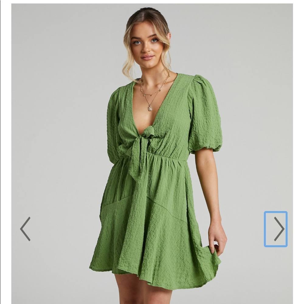 NWT ROSALEI PUFF SLEEVE TIE FRONT MINI DRESS